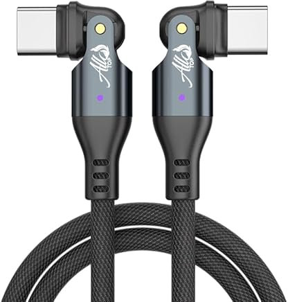 Allo Top - Cable USB-C giratorio de 150 W, 180 cm, carga ultra rápida, resistente y cómodo, para teléfonos, tabletas, ordenador portátil, MacBook y otros dispositivos tipo-c - transferencia de datos