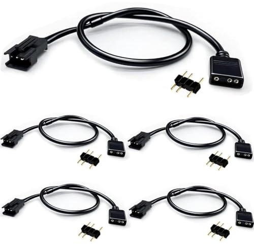 RUNCCI-YUN 5 Stück 1 auf 1 ARGB Verlängerungskabel,5V 3 polig Buchse auf JST SM 3 polig Stecker Shunt Kabel ARGB Fan Splitter für RGB Fan, LED Streifen(Schwarz)
