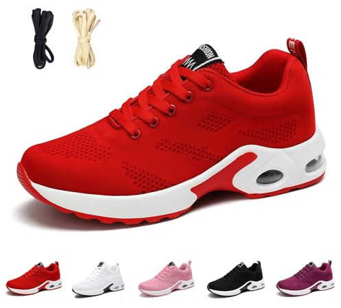 Yagerod Ergonomische Schmerzlinderungs-Schuhe, Schuhe Damen mit Fußgewölbe, Orthopädische Schuhes für Knick-Senk-Spreizfuß Damen(Rot,39)
