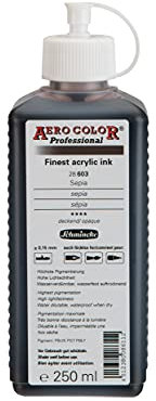 Schmincke - AERO COLOR® Professional, Sepia, 250 ml, 28 603 027, feinst-flüssige, farbstarke Acrylfarbe für Acrylmalerei, Airbrush, Mixed Media