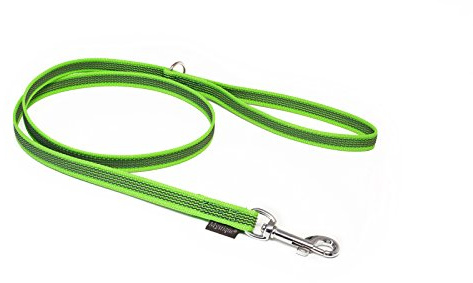 Mystique® Gummierte Leine 15mm neon grün 2m mit HS