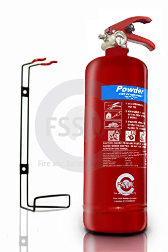 FSS UK Extintores de polvo seco ABC, 2 kg Con certificado CE. Ideal para casas, barcos, cocinas, oficinas, coches, caravanas, almacenes, hoteles y restaurantes.Extintor de polvo seco de 2 kg.