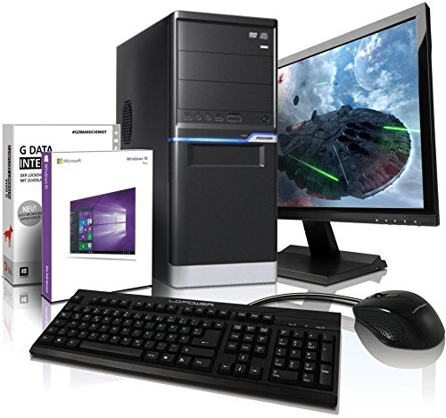 Komplett PC Multimedia A8-5545 inkl. Windows 10 Professional - AMD Quad-Core A8-5545 4x 2700 MHz, AMD Radeon HD 8510D 4096 MB HDMI/VGA mit DirectX11 Technology, USB3, 8GB RAM, 1TB HDD, 22-TFT #5254