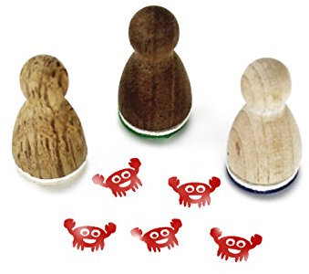 Stemplino® Ministempel® - Motiv: Kuni Krabbe -12mm Durchmesser - Holzstempel Kinder Stempel Bullet Journal Stempel