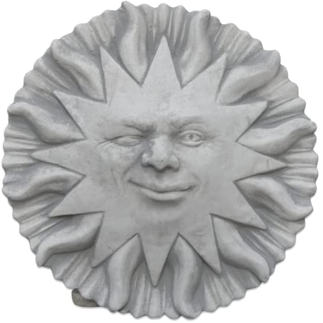 gartendekoparadies.de Wanddekoration Sonne, H. 7 cm, 5 kg, Grau, frostsicher aus Steinguss für Außenbereich