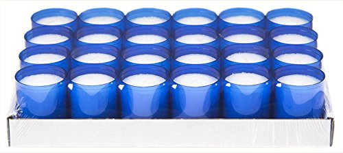 Sovie CANDLES Refill Kerzen Blau 24 Stück - Kerze in Kunststoff-Hülle - ca. 24 Stunden Brenndauer - Kerzen Deko Innen & Außen - Schützt Glas & Dekoration
