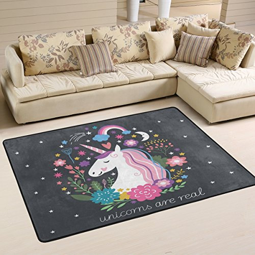 Coosun-Teppich mit Einhorn-Motiv, rutschfest, für Wohnzimmer/Schlafzimmer, Textil, multi, 36 x 24 inch