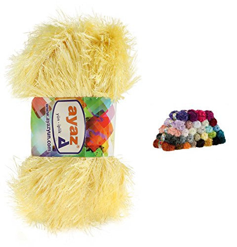 maDDma 100g Strickgarn Yumos Fransenstrickgarn Strickwolle, hellgelb