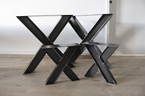 KTC Tec Tischgestell + Bankgestell Set Rohstahl Tux km Doppel T-Träger Stahl Vollmaterial Metall Tischuntergestell Tischkufe Kufengestell Bank Sitzbank Industrielook Esstisch Schreibtisch (1 Set)