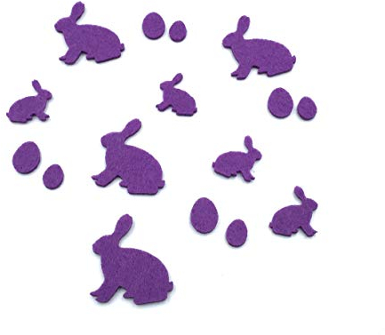 Wunderschöne Streu-Deko Ostern (Osterhasen und Ostereier) aus Filz - 16 Teile (lila)
