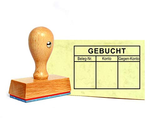 Stempel Gebucht - Tabelle Beleg-Nr. Konto Gegen-Konto - 60 x 40 mm