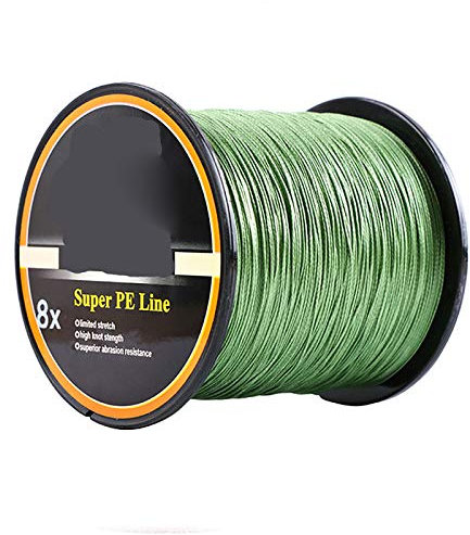8 fili intrecciati Lenza da pesca, resistente all'abrasione, altamente sensibile, Zero Stretch e ad alte prestazioni, per carpa Bass Trote, 500 M, linea n. 2.0, 13,6 kg, verde chiaro