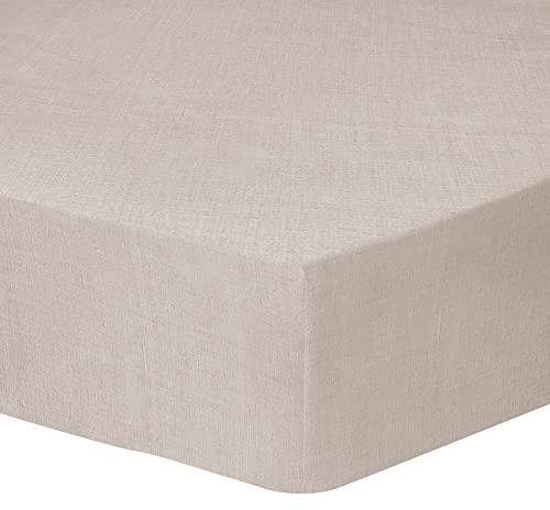 MATT & ROSE Drap Housse 160x200 cm Uni Lin LAVÉ | 1 pièce |100% Lin Lavé | Oeko-TEX | 140g/m² | Naturel
