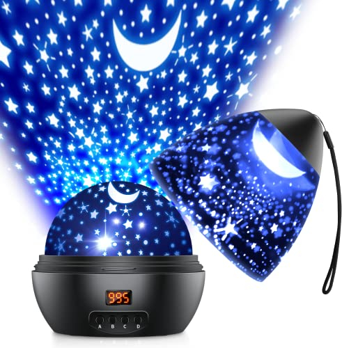 VOGHERB Children's Starlight Projector 2 Uses 360° Rotatable Night Light, Starry Sky with 8 Light Modes Timer Control Night Light Baby Starry Sky Suitable for Children's Room, Party, Birthday Decor