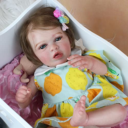 YIHANGG 45cm Réaliste Poupée Reborn Peau De Peinture 3D Veines Visibles Bebe Reborn 18 Pouces Silicone Souple Princesse S'habiller Maison De Jeu Enfant Noël Cadeaux