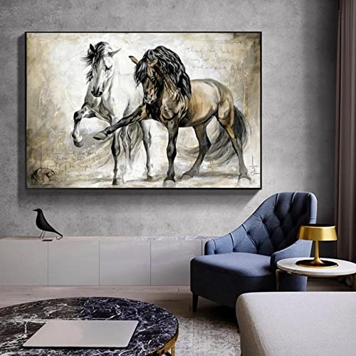 XUSANSHI Wohnzimmer Wand Kunst Leinwand Poster Bild Tier Pferd Wand Wohnzimmer Wanddekoration Ölbild für Zuhause, Moderne Dekoration, Dekodruck Kein Rahmen 50x70cm