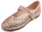 Feversole Women's Soft Breathable Mary Jane Memory Foam Cushioned Comfort Round Toe Metal Buckle Flats Walking Shoes Rosegold Glitter Size UK 6