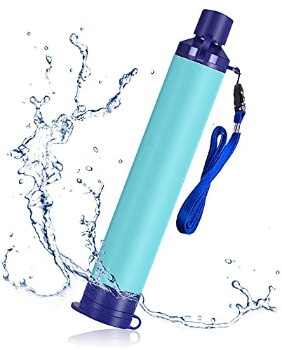 Filtre à eau Extérieur, Portable Filtration D'eau, Personnelle Paille équipement De Survie D'urgence Purificateur D'eau pour Camping Randonnée Escalade Sac à Dos bleu (1*Filtre à eau)