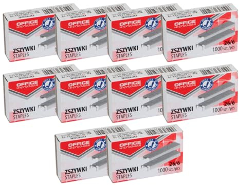 OFFICE PRODUCTS 18072439-19 Heftklammern 26/6 Silbern/ 10.000 Stück (10 x 1000 Stück) Standart Handtackerklammern/Tackerklammern Büroklammern/Verzinkt