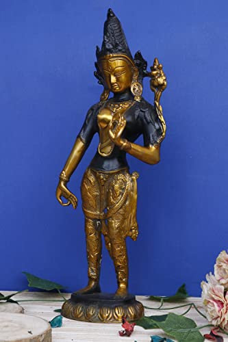ARTVARKO Statue der Göttin Tara aus Messing, stehend, für Gesundheit, Glück, Reichtum, tanzendes Idol, Heimdekoration, Skulptur, 40,6 cm