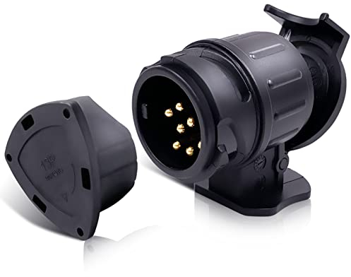 CXTM adattatore 13 a 7 poli, adattatore rimorchio 13 a 7 poli, adattatore presa rimorchio da 13 a 7 pin incl. copertura di parcheggio, sistemi a 12 V, per portabici, rimorchi per cavalli
