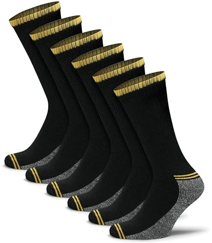 Mega_Jumble 6 Pairs of Men's Heavy Duty Workwear Socks | Wide Comfort Top Thick Cushioned Sole Men Diabetic Work Socks, UK Shoe Size 6-11 OR Big Foot 11-14 (UK 11-14)