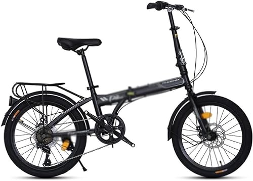 20 Zoll Faltrad Für Erwachsene, Leichtes Aluminium 7-Gang Faltrad Cityrad, Schnellfaltsystem, Ultraleichtes Tragbares Schülerrad Black