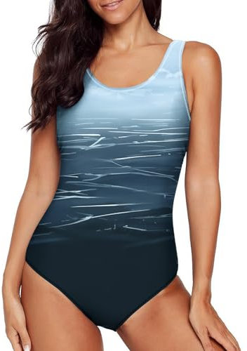 Aleumdr Damen Einteiliger Badeanzug Push Up Badeanzüge für Damen Sportlich Badeanzug bauchweg Bademode Figurformend Trainingsanzug Rückenfrei Schwimmanzug Sportlich One Piece Swimsuit，Grau M