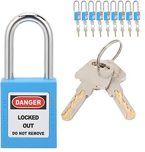 Juego de 10 Candados de Seguridad de 1,5 Pulgadas, Candados de Bloqueo y Etiquetado con 2 Llaves para Kits de Bloqueo Eléctrico y Etiquetado (Azul)