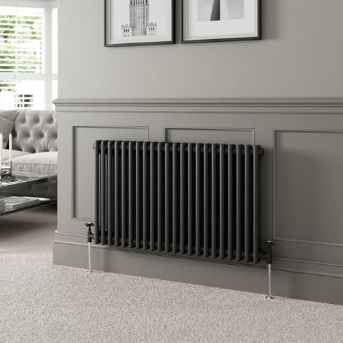 DuraTherm® 600 x 1010mm Black Traditional Horizontal Designer Radiator Double Column Colosseum Cast Iron Style Central Heating Panel Radiators Rad