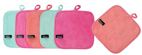 VIVOTE Microfiber Face Cloth Quick Drying Flannel Face Cloth Reusable Makeup Remover Cloth, Ultra Soft Wash Cloth for Face (20cmx20cm,6pack, Multi-color)