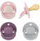 babynova Latex Baby Schnuller 4er-Set mit Kirschform – Für Babys von 0-24 Monate - Nuckel aus Naturkautschuk – BPA-frei – Made in Germany - Rosa & Grau