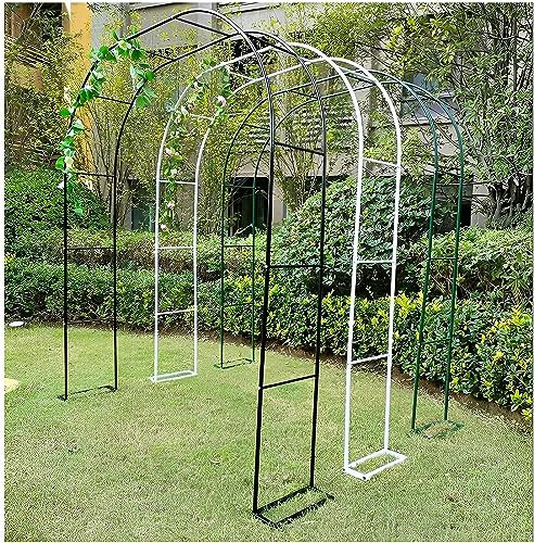 GueTTO Rosenbogen Weiß Freistehend Gartenbogen Kletterpflanzen Rankgitter Torbogen W120xH220cm W240xH220cm Pergola Robustes Pflanzbogen Hochzeitsbogen für Eingang Auffahrt Rasen,Weiß,W180cm x H220cm