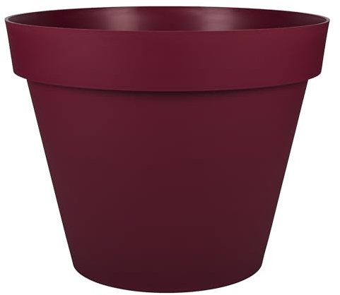 EDA Pot de Fleur Rond Toscane Ø 60 cm - Volume 76 L - Ø 59 x H.47 cm - Rouge Bourgogne