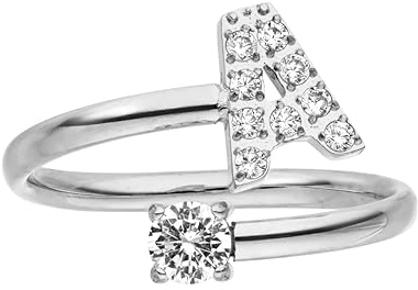 Purelei® Buchstaben Ring A – Damenring aus langlebigem Edelstahl – Wasserfeste Ringe – Verstellbare Ringe von Größe 50 bis 60 – Modeschmuck für deinen individuellen Look