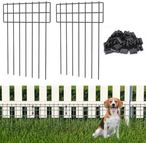LIANTRAL Clôtures de jardin, barrières animaux, Clôture métallique décorative en plein air, clôture sans creusage, clôtures d'animaux pour chiens et lapins, total 42 cm x 7,6 m, 25 pièces