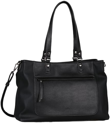 TOM TAILOR Larea Damen Shopper Umhängetasche Reißverschluss Groß Schwarz