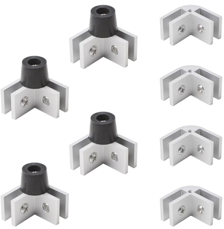 INCREWAY Kit de connecteurs en verre trempé, 8 coins avec pieds en caoutchouc, aluminium, pour pare-vent sur mesure sur mesure sur les foyers à gaz extérieurs