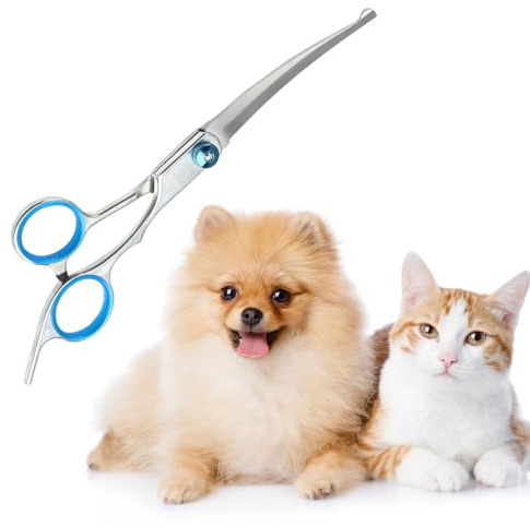 Joynine Ciseaux Courbes pour Toilettage d'Animaux | Ciseaux Toilettage Chien Professionnel | Acier Inoxydable avec Pointe de Sécurité Arrondie | Idéals pour Couper les Poils de Chiens et Chats