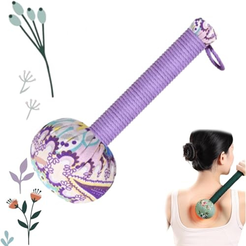 Giurui Lymphatic Hammer, Manual Body Massage Hammer, Wormwood Massage Hammer,Back Knock Long Handheld Massage Hammer (Purple)