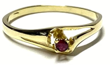 Goldring 333/- Gold Rubin rund facettiert zart schmal Schmuckring Ring #55