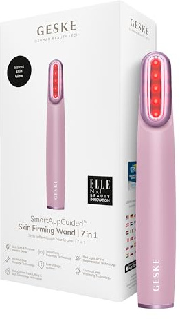 GESKE Skin Firming Wand | 7 in 1 | Anti-Aging | Mikrostrom Facelift | Reduziert Alterserscheinungen | Fortschrittlicher Facial Firmer | Red LED Light Technology | Flexibler Kopf