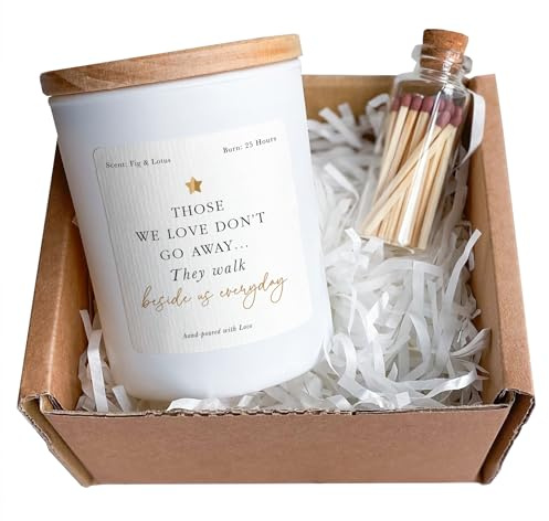 Pomchick - Those we love don't go away... scented candle Memorial Gift for loss friend dad grandad mum Bereavement Condolence In Loving Memory Sympathy