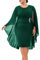 Hanna Nikole Female Large Size Round Neck Bodycon Dress Pleating Cocktail Dress mit Chiffon Cape for Wedding Guest Dunkelgrün 54