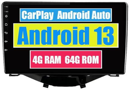 RoverOne Car Stereo CarPlay Head Unit for Peugeot 108 for Toyota Aygo B40 for Citroen C1 2014-2021 Android Auto Touch Screen Sat Navi Bluetooth WiFi Radio Player