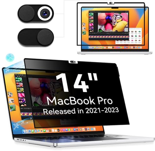 Protescreen MagicSuction Blickschutzfilter Kompatibel Mit MacBook Pro 14 Zoll(2021-2024, M1, M2, M3, M4), 14.2 Abnehmbar Anti Spy Glare Blaulicht Mac Laptop Privacy Blickschutzfolie Sichtschutz