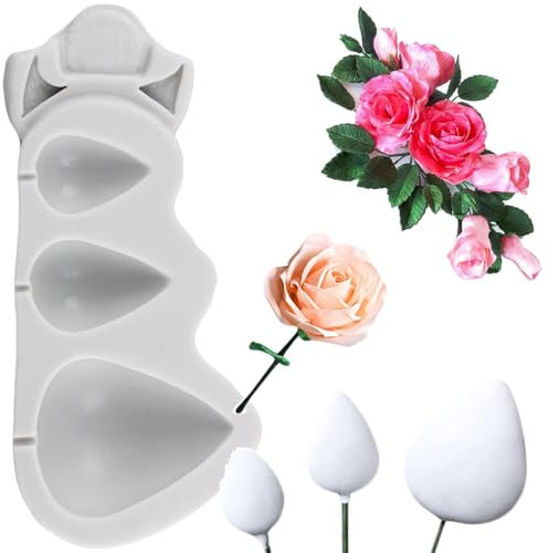 MINFEIDMS Stampo in silicone a forma di coni di rosa, boccioli di rosa, per decorare torte di zucchero, cupcake, pasta di gomma, caramelle, argilla polimerica