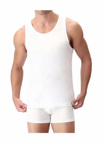 Liabel Canotta Intima Spalla Larga 100% Cotone - Canottiera Intima Uomo in Cotone Estremamente Leggero - Canottiera Uomo Cotone 04428 (3 Pezzi Bianco, XL)