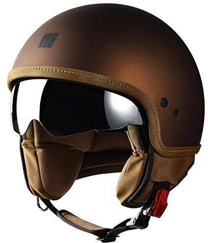 CASCO JET 22.06 BEETLE TABACCO OPACO TG XL MOTOCUBO - VISIERA SPECCHIO A SCOMPARSA