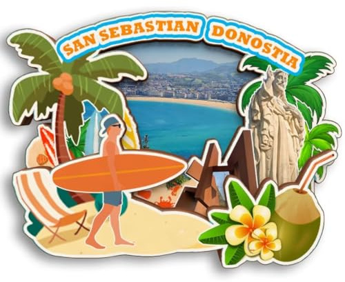 San Sebastian – Donostia Spanien 3D-Kühlschrankmagnet aus Holz, Stadt, Reise, Souvenir, Kühlschrank-Aufkleber, Zuhause, Küche, Whiteboard-Dekoration